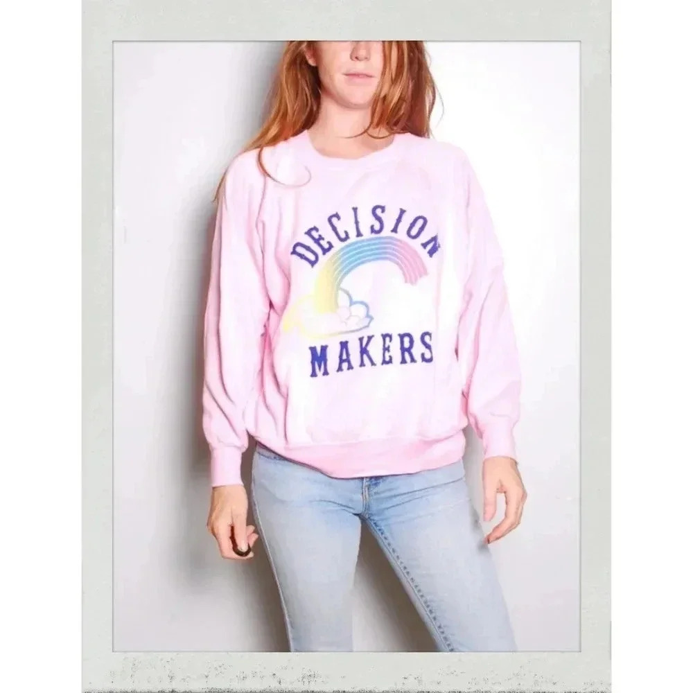 🌈Vintage 90s Pink Pastel Rainbow Fun Comfortable Workout Sweater